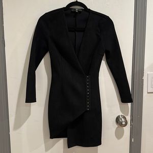 PETITE Black suede jacket dress